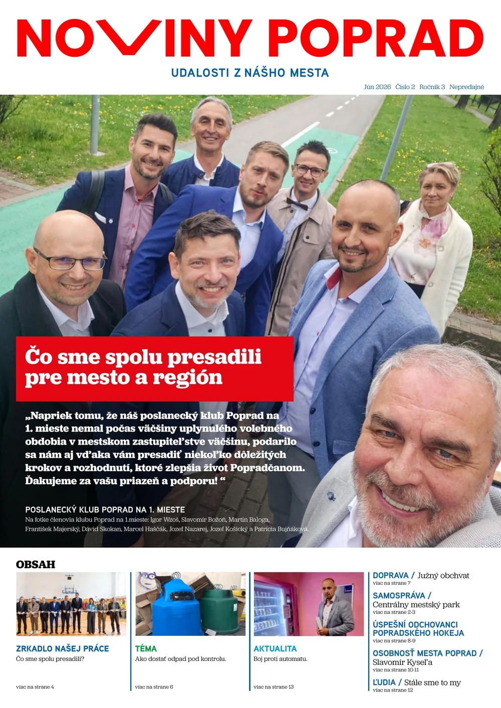 Titulná strana novín POPRAD — jún 2026